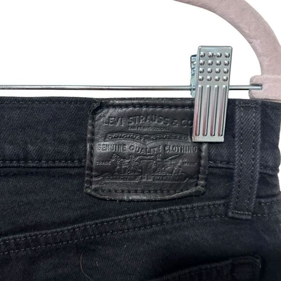 Levi's Premium Stretch Wedgie Fit Straight Jeans Black Denim Dark Wash Size 27 - Picture 3 of 13